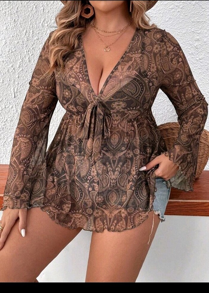 Büyük beden bluz transparan  - Görsel 3