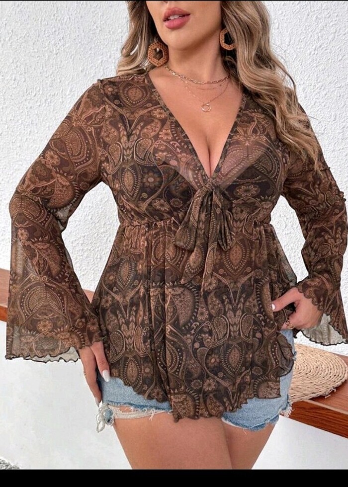 Büyük beden bluz transparan  - Görsel 4