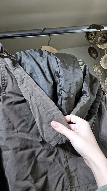 asker yeşili yünlü mont - Görsel 6