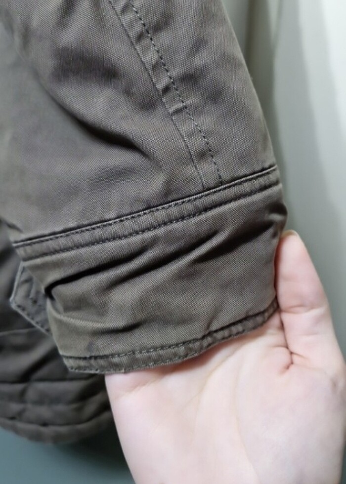 asker yeşili yünlü mont - Görsel 2