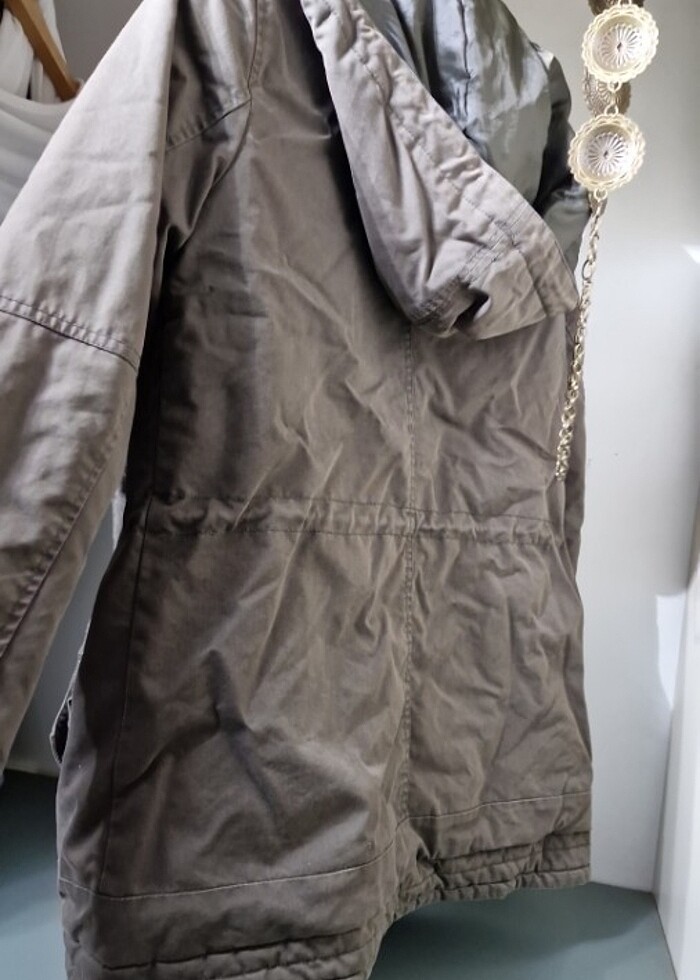 asker yeşili yünlü mont - Görsel 4