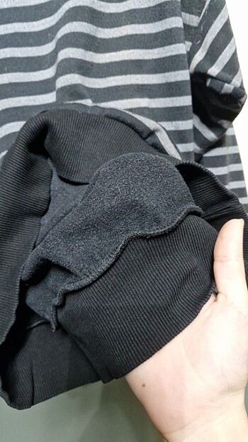 çizgili oversize sweatshirt - Görsel 5