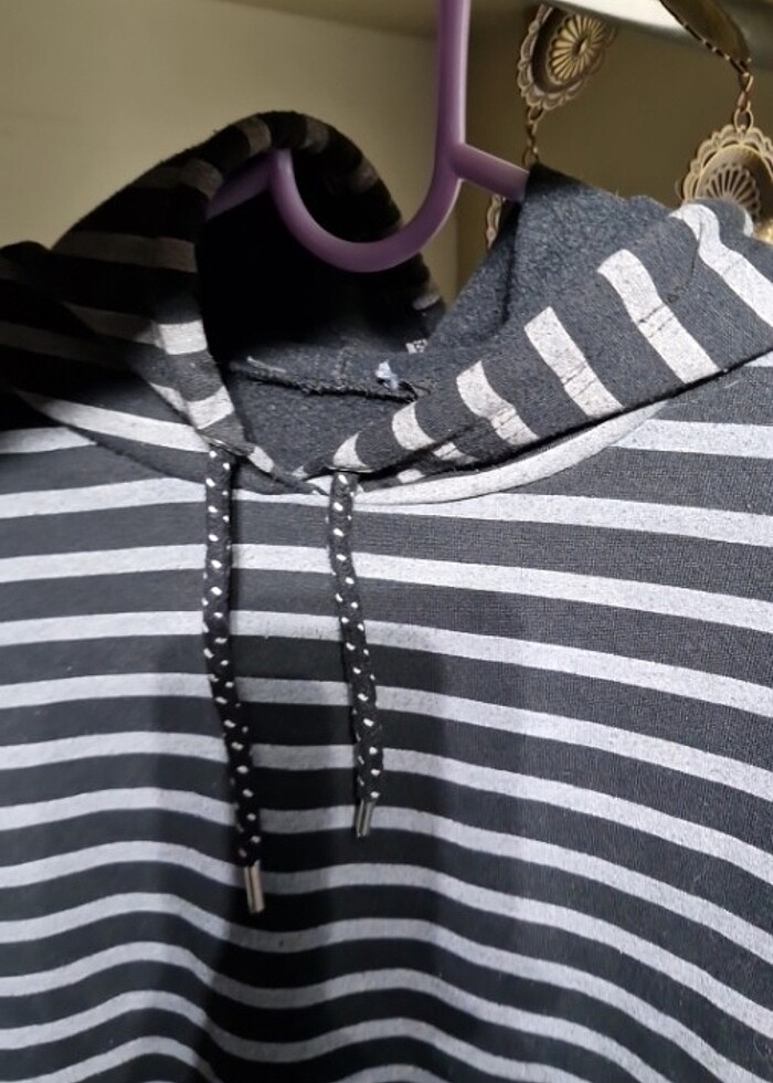 çizgili oversize sweatshirt - Görsel 3