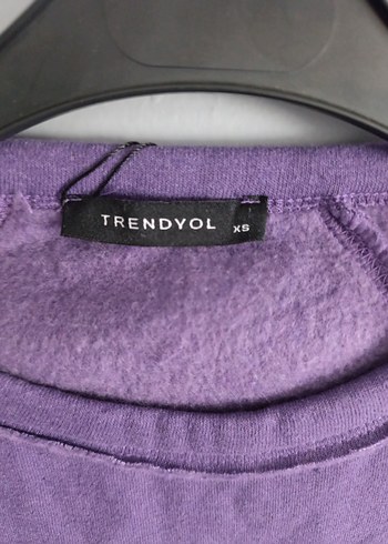 xs Beden Mor Uzun Kollu Crop Sweatshirt