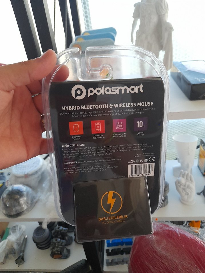 Polosmart Hibrit Bluetooth Kablosuz Sessiz Mouse - Görsel 3