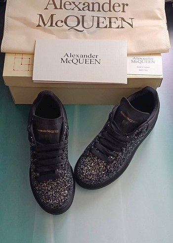 37 Beden Alexander McQueen Siyah Platform Topuklu Simli Spor Ayakkabı