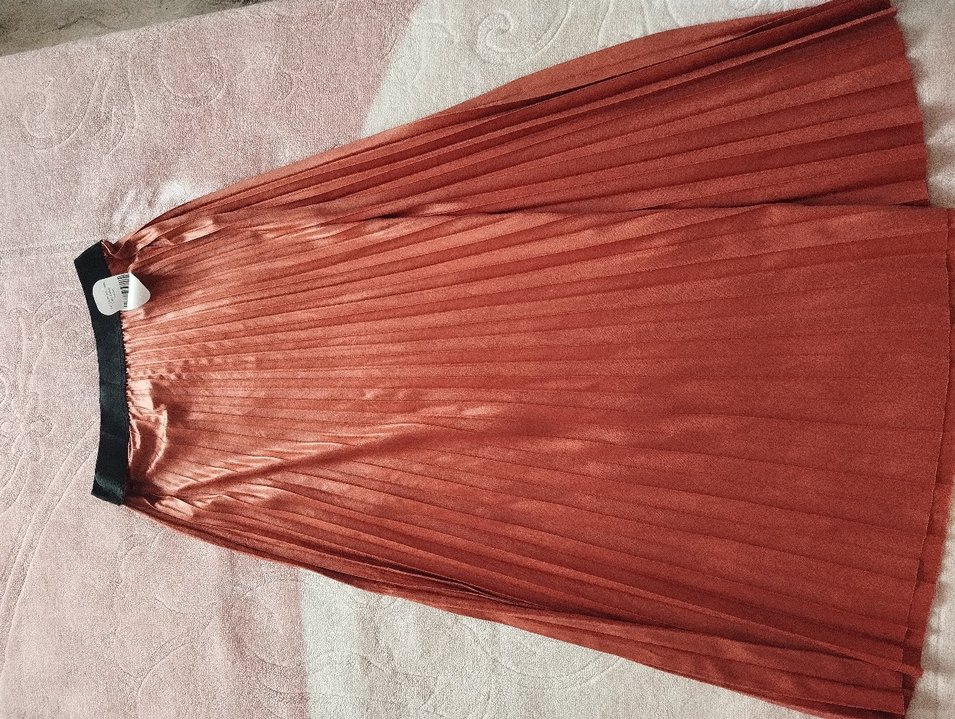 Kahverengi Piliseli Midi Kadın Etek - Görsel 2