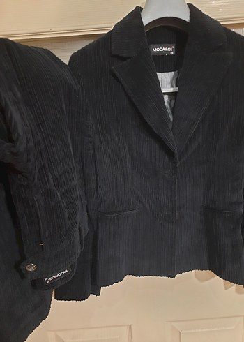 Lacivert kafofe 38 beden  Süet Düğmeli Kadın Blazer - Görsel 5