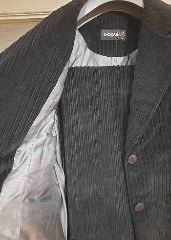 Lacivert kafofe 38 beden  Süet Düğmeli Kadın Blazer - Görsel 3