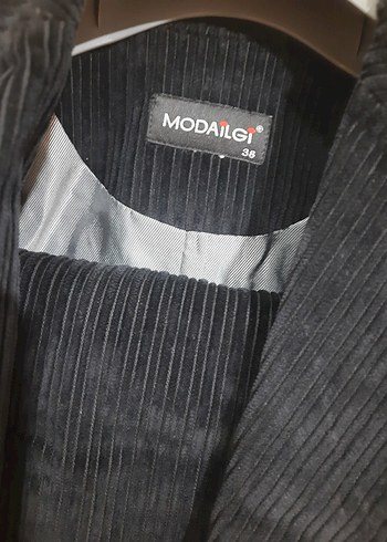 Lacivert kafofe 38 beden  Süet Düğmeli Kadın Blazer - Görsel 2