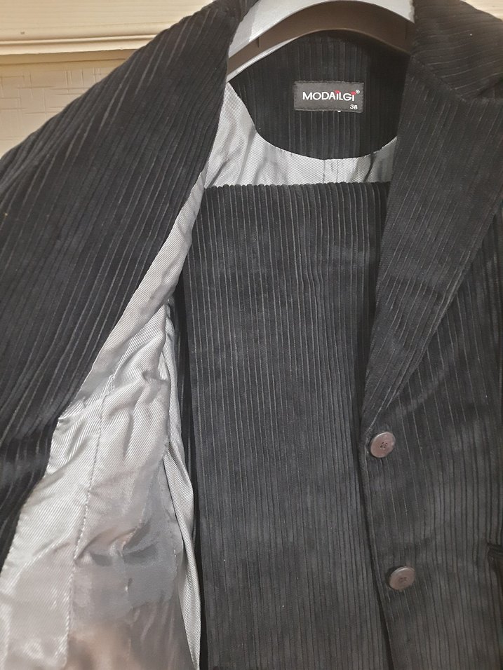 Lacivert kafofe 38 beden  Süet Düğmeli Kadın Blazer - Görsel 3