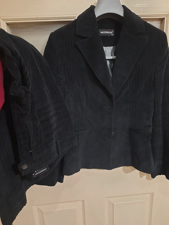 Lacivert kafofe 38 beden  Süet Düğmeli Kadın Blazer - Görsel 4