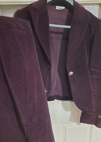 Bordo Süet İşlemeli Kadın Blazer Ceket - Görsel 4