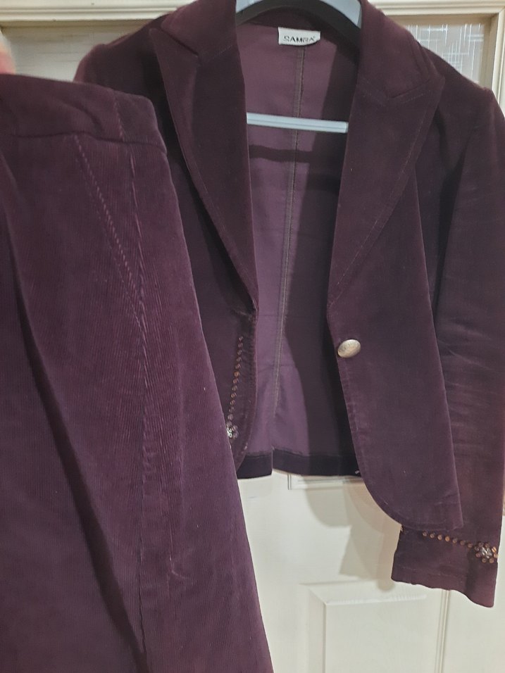 Bordo Süet İşlemeli Kadın Blazer Ceket - Görsel 4