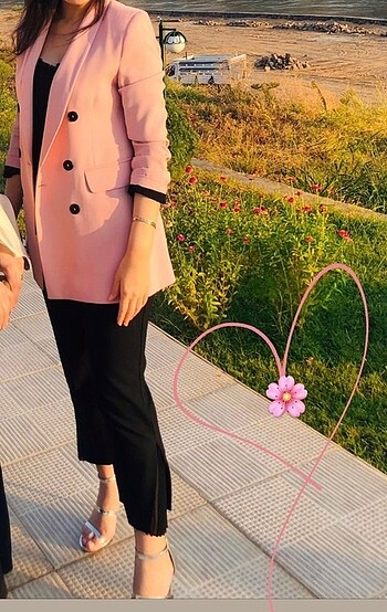 Saten Pudra pembesi blazer ceket