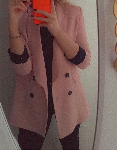 Pudra pembesi blazer ceket