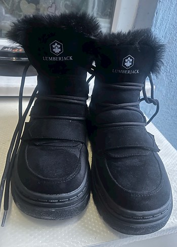 Siyah Kürklü Blok Topuklu Street Style Bot - Görsel 2