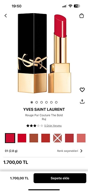  Beden kırmızı Renk Yves Saint Laurent Ruj
