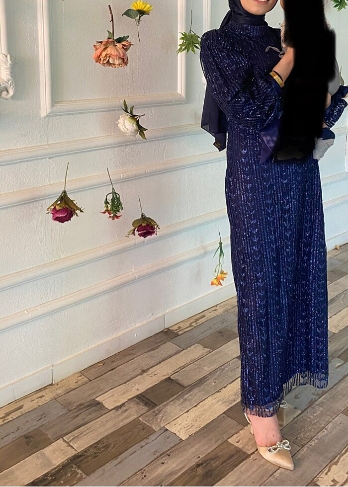 LACİVERT SİMLİ TESETTÜR ABİYE - Görsel 2