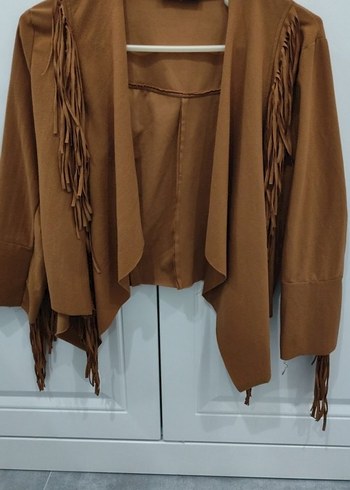 Püsküllü Uzun Kadın Süet Ceket - Görsel 2