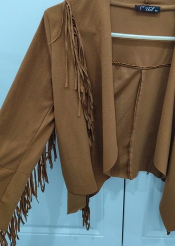 Püsküllü Uzun Kadın Süet Ceket - Görsel 3