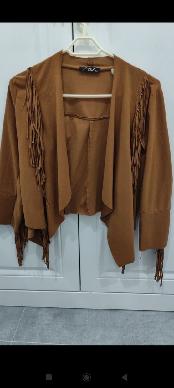 Püsküllü Uzun Kadın Süet Ceket - Görsel 2