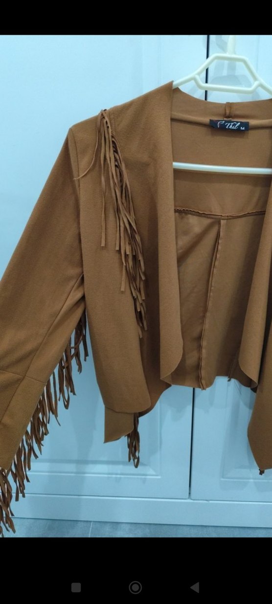 Püsküllü Uzun Kadın Süet Ceket - Görsel 3