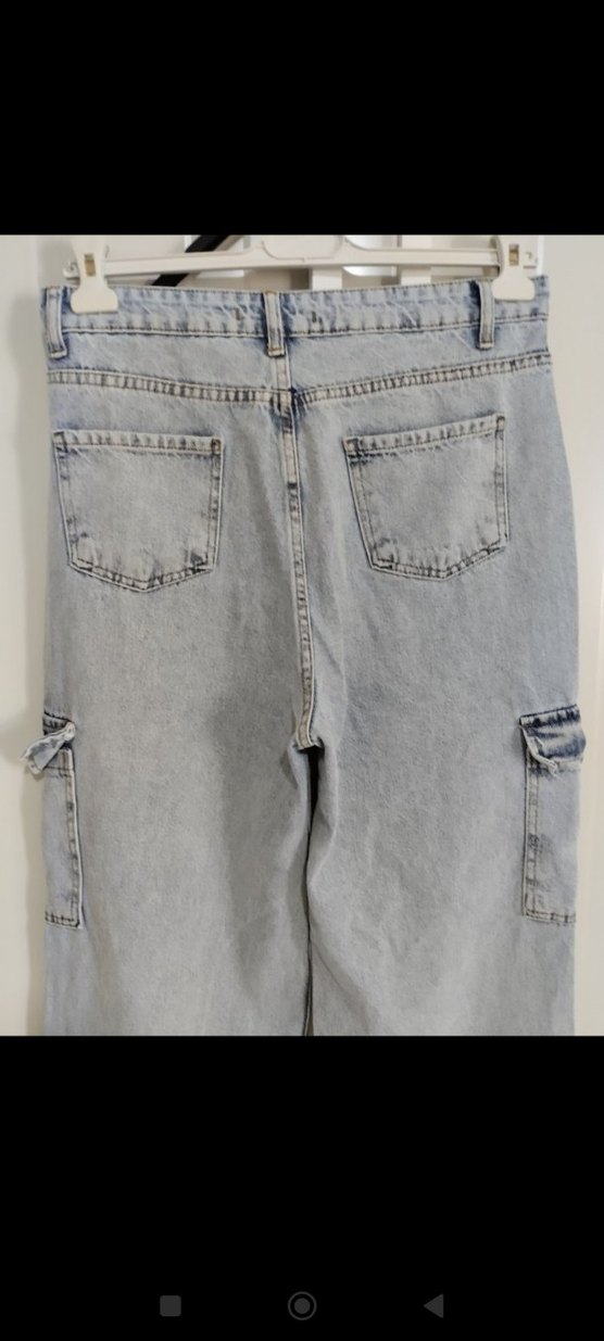 Gri Kot Kadın Bol Paça Pantolon - Görsel 2