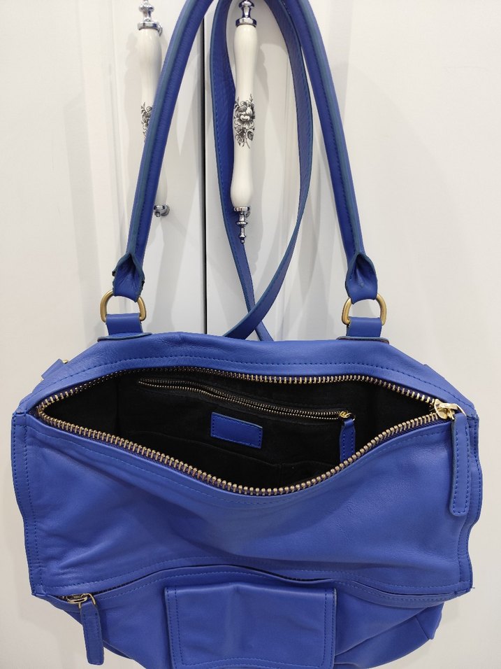 Kadın Lacivert Deri Fermuarlı Çanta - Görsel 2