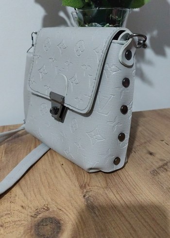 Gri Deri Baskılı Kadın Çanta - Görsel 2