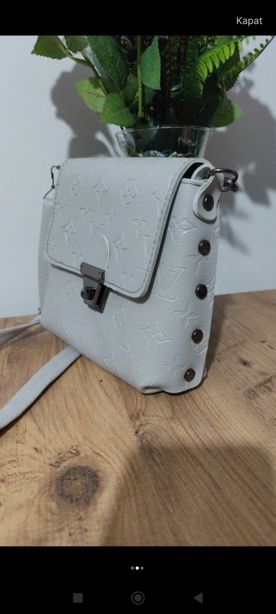 Gri Deri Baskılı Kadın Çanta - Görsel 2