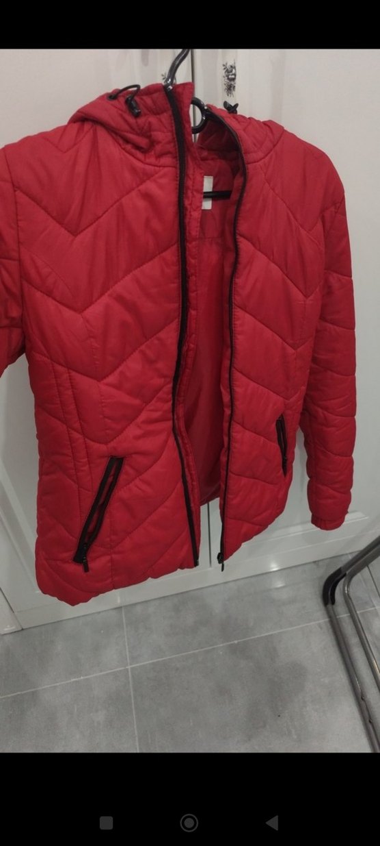 Kırmızı Fermuarlı Kadın Kış Montu - Görsel 3