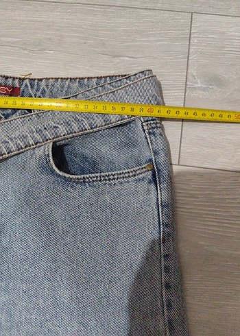 42 Beden Kadın Mavi Kemerli Denim Pantolon