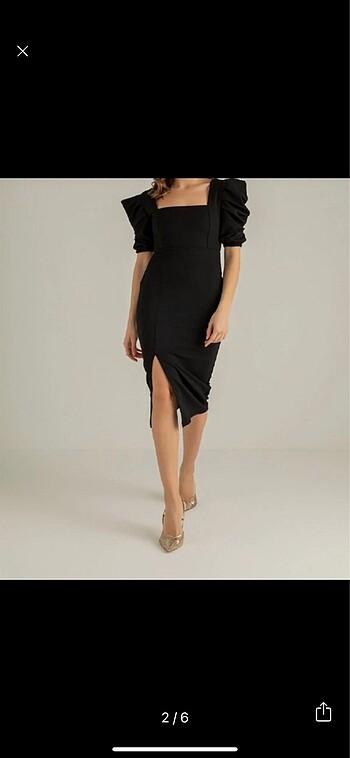 Abiye elbise siyah yırtmaçlı - Görsel 5