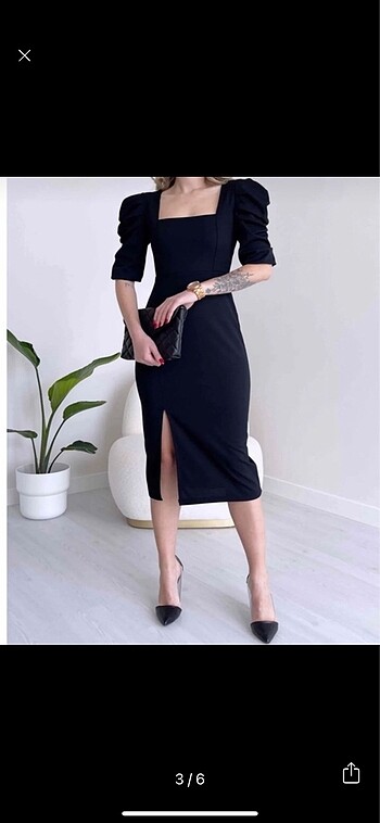 Abiye elbise siyah yırtmaçlı - Görsel 6