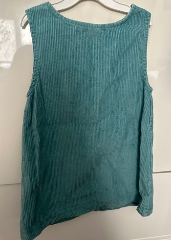 Kız Çocuk Turkuaz Kolsuz Keten Tulum - Görsel 4