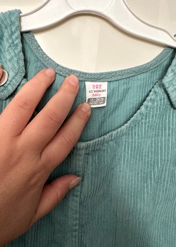 Kız Çocuk Turkuaz Kolsuz Keten Tulum - Görsel 3