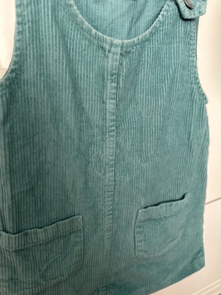 Kız Çocuk Turkuaz Kolsuz Keten Tulum - Görsel 2