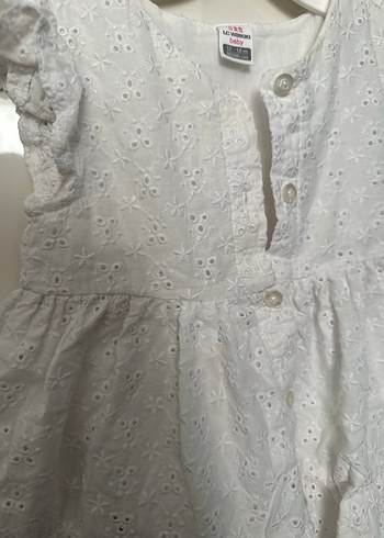 Kız Çocuk Beyaz Nakışlı Fırfırlı Elbise - Görsel 2