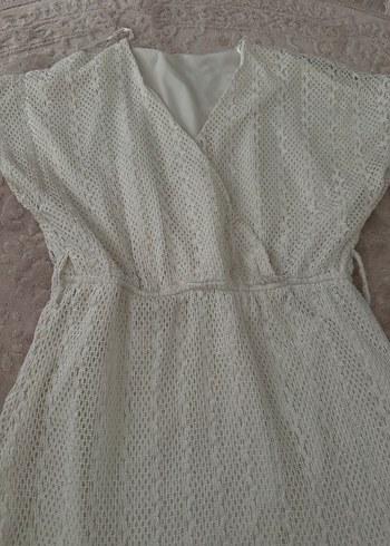 Dantel Detaylı Bohem Uzun Beyaz Elbise - Görsel 3