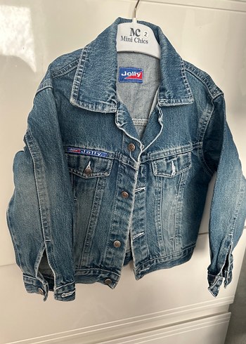 Düğmeli Mavi Kız Kot Ceket - Görsel 2