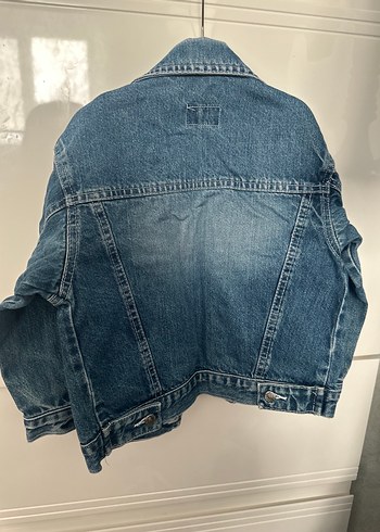 Düğmeli Mavi Kız Kot Ceket - Görsel 4