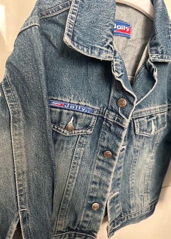 Düğmeli Mavi Kız Kot Ceket - Görsel 3