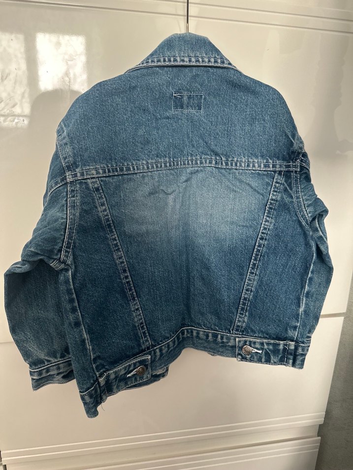 Düğmeli Mavi Kız Kot Ceket - Görsel 4