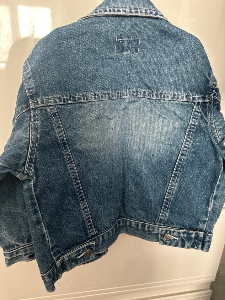 Düğmeli Mavi Kız Kot Ceket - Görsel 5