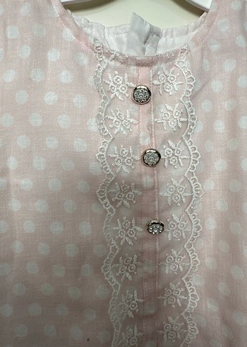 Vintage Nakışlı Pembe Kız Elbisesi - Görsel 3