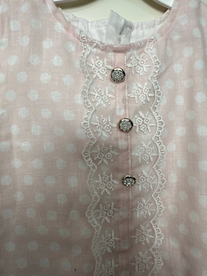 Vintage Nakışlı Pembe Kız Elbisesi - Görsel 3