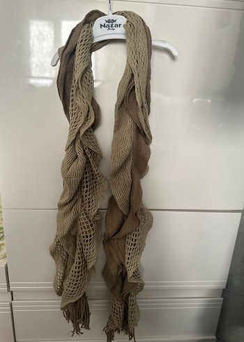 Bej Kadın Keten Bohem Atkı - Görsel 2