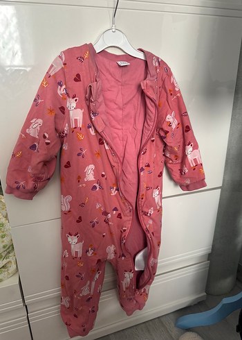 Kız Çocuk Fermuarlı Polar Tulum Pijama - Görsel 2