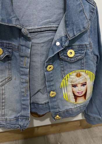 Renkli Baskılı Kız Çocuk Kot Ceket - Görsel 2